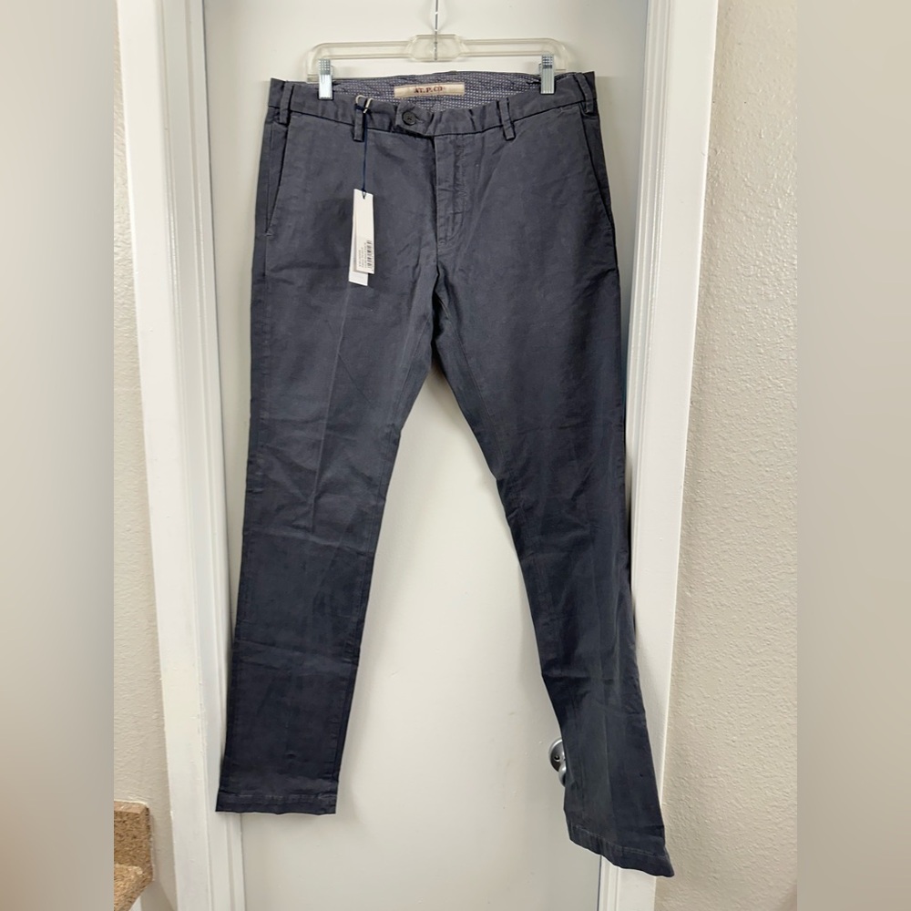 NWT ATPCO AT.P.CO Essential Men's Gray Pants Flat Front 34*34 inches Cotton